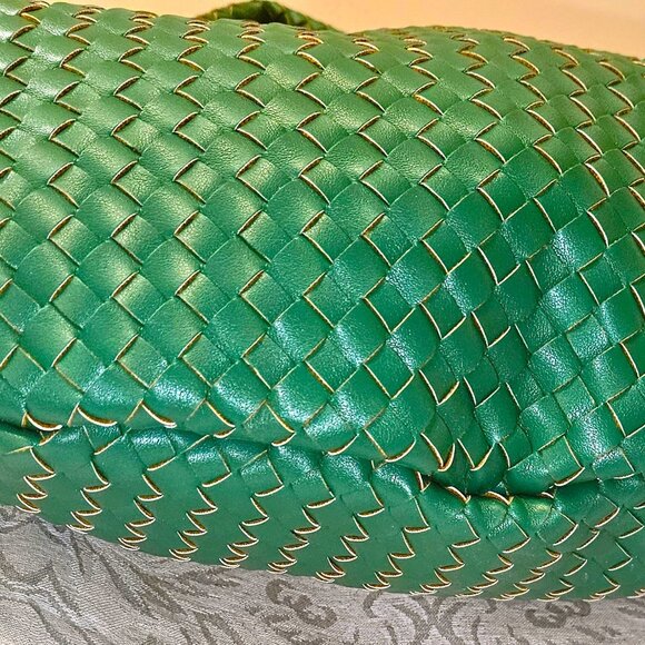 NWT intrecciato Melie Bianco Brigitte emerald green knotted vegan hobo bag - Picture 8 of 13